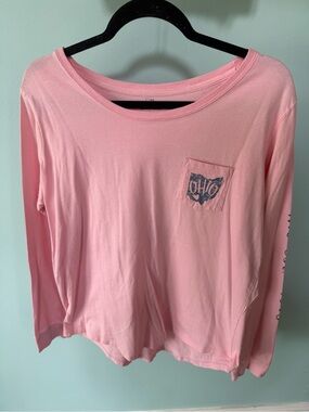 State Of Mine Pink Long Sleeve Pocket Tee with Ohio Print Size Large